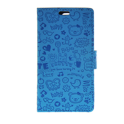 

MOONCASE Cute Little Witch Leather Side Flip Wallet Card Holder Stand Pouch ЧЕХОЛ ДЛЯ LG AKA Blue