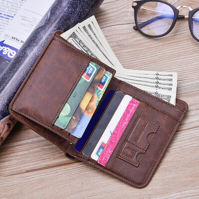 

Retro Tri-fold Mens Short Wallet Simple Mens Large Capacity Soft Leather Wallet