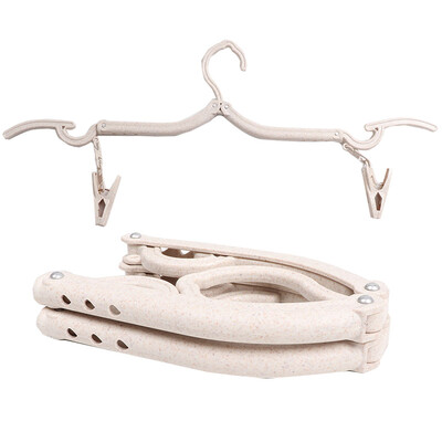 

You Jia Ling Pin wheat straw portable travel hanger multi-function folding drying rack with clip clothes hanging 2 loaded Nordic c