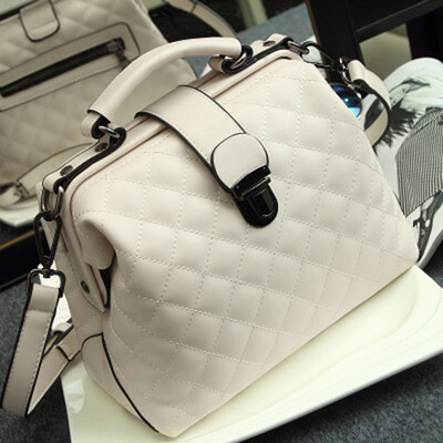 

Womens Lock Quilted Plaid Leather Messenger Handbags Scrub Purse Crossbody Bags