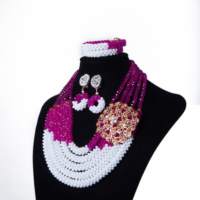 

AMYNOVA Orange&Red Crystal Beaded Costume Necklace African Wedding Bridal Jewelry Set Nigerian Wedding Beads Set for Women