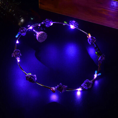 

Wedding Xmas Party Women Girls LED Light Up Flower Headband Hair Wreath Garland
