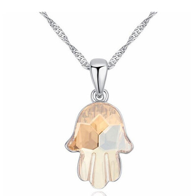 

Crystal from Swa Elements Hand Necklaces Pendants Bijoux For Women Best Gift White Gold Plated 23660