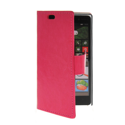 

MOONCASE Slim Leather Side Flip Wallet Card Slot Pouch Stand Shell Back ЧЕХОЛ ДЛЯ Nokia Lumia 830 Hot pink