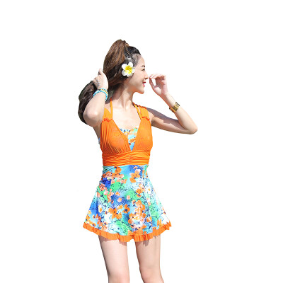 

QIHAI Ladies swimsuits with chest pad swimwear small breast gathered