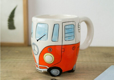 

Cntomlv Cartoon Double Bus Mugs Hand Painting Retro Ceramic Cup Coffee Milk Tea Mug Drinkware Novetly Gifts 1pc