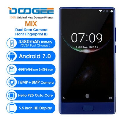 

Doogee Mix 55HD 4G Mobile phone Android 70 Helio P25 Octa Core 4GB 64GB 8MP16MP Dual Rear Cam Fingerprint 4G Smartphone