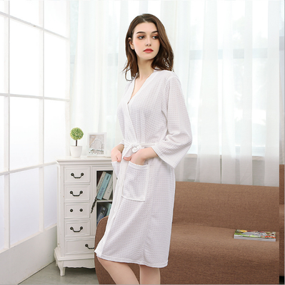 

Spring&Summer New Lattice Ma&39am Pajamas Robe Waffle Fabric Perspiration Moisture Absorption Bath Robe