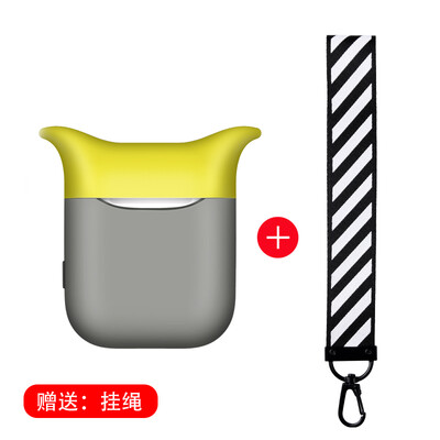 

Pai Zi apple airpods protective cover small demon wireless Bluetooth headset bag personality cartoon storage box anti-lost couple accessories gray yellow small devil hand rope