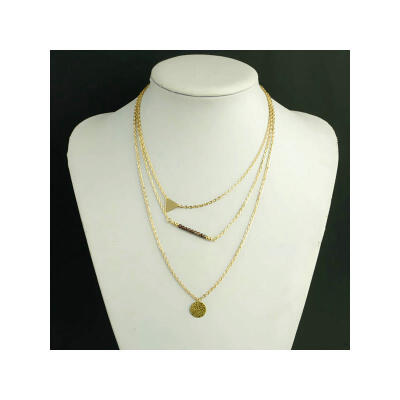 

Women's Gothic Fashion Triangle Sequin Multilayer Gold Chain Pendant Necklace Neckchain