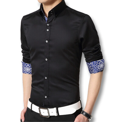 

New 2016 Men's Shirts Men Casual Slim Fit Designer Print Camisa Plus Size ~5XL Fashion Men Spring Autumn Print Cotton Shirts
