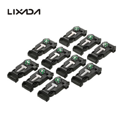 

Travel Paracord Lixada 10PCS Plastic Whistle Quick Release Buckle Flint Fire Starter for Paracord Bracelet Outdoor Camping Emergen