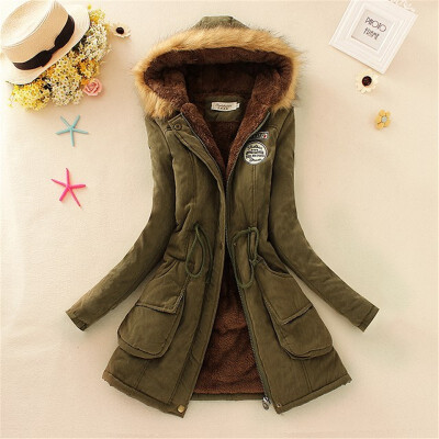 

Winter Coat Women 2018 New Parka Casual Outwear Solid Hooded Thickening Cotton Coat Winter Jacket Fur Coat Women Clothes