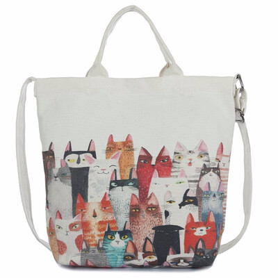 

casual canvas cartoon printing character medium totes handbag hotsale women shopping clutch ladies crossbody shoulder bags