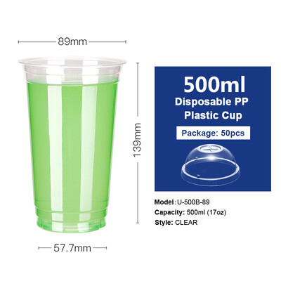 

OTOR 500ml660ml Disposable Juice Cups with Lids PP Clear Cup for Hot & Cold Drinks Iced Coffee Bubble Boba Smoothie 50pcs