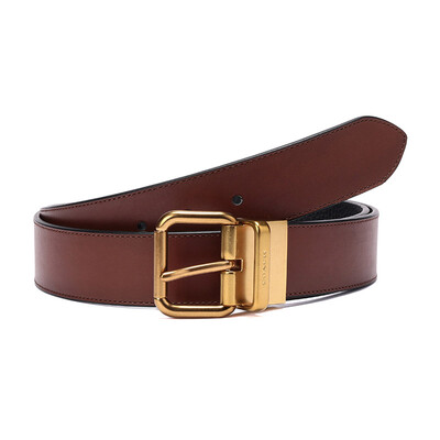 

COACH Coach Luxury Mens Dark Brown Black Leather Pin Buckle Double Belt Belt 87091 L4X