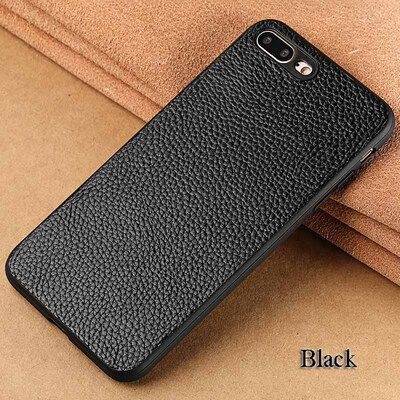 

Genuine Leather Phone Case For iPhone 7 8 Plus Case Litchi Texture Back Cover For X 6 6S Plus Case