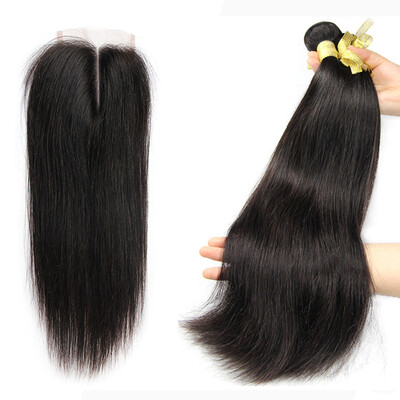 

Nami Hair 6A Перуанские прямые волосы с прямыми волосами 3 комплекта с кружевным закрытием 100% необработанные человеческие волосы с кружевным закрытием