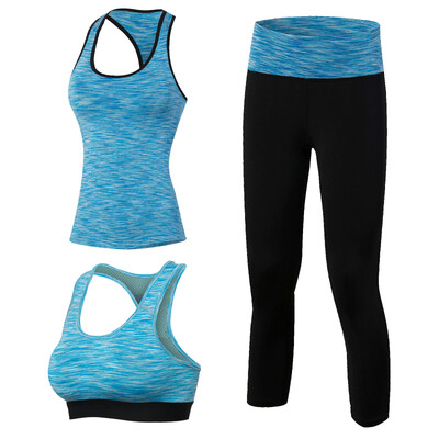

3 Pieces Fitness Quick Dry Workout Sport Suit Tights Run Sport Bra