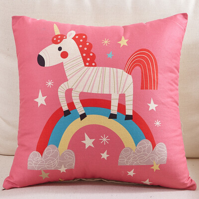 

Jiuzhou Lulu textile cartoon pillow sofa cushion office pillow bed backrest car waist cushion waist pillow with rainbow Rainbow Zebra 45x45cm