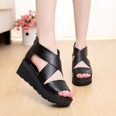 

Platform gladiator sandals women Genuine Leather lightweight summer shoes woman