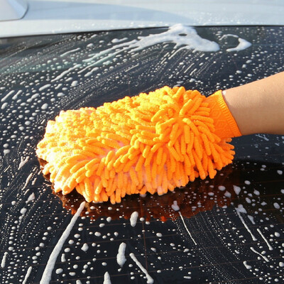 

Yuhuaze Double-Sided Chenille Microfiber Gloves Car Wash Towel Cleaning Cloth