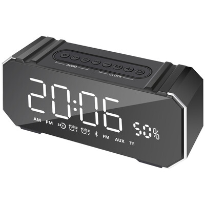 

TOPROAD Time Clock Bluetooth Speaker Portable LCD Display MP3 Speakers Wireless Stereo Subwoofer Soundbox Support Radio USB TF