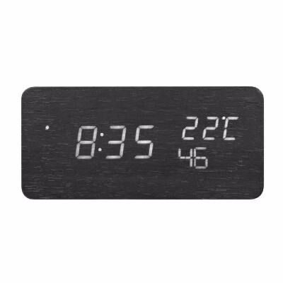 

Wooden LED Digital Alarm Clock USB & Battery Operated Sound Control Clock with Year Month Date Hour Minute Second Temperature