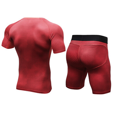 

Running Set Fitness Tight T-shirt Legging Shorts Mens Sportswear Gym Sport Suit