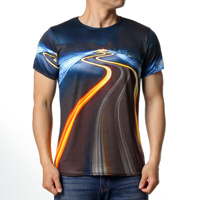 

Fashion Mens O-neck Geometric Pattern Print Pullover T-Shirts