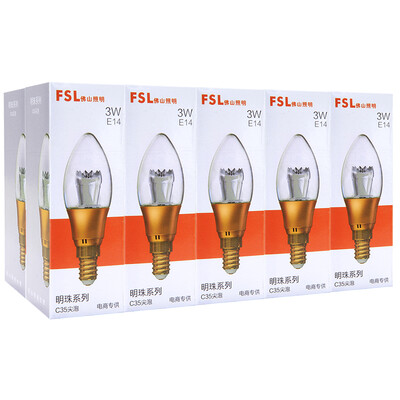 

Foshan Lighting FSL LED Bulb Crystal Light Energy Saving Bulb Tip 3W Small E14 Warm White 3000K 10 Packed Pearl Gold