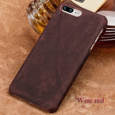 

Genuine Leather Phone Case For iPhone 7 8 Plus Case Crazy Horse Leather Back Cover For X 6 6S Plus Case
