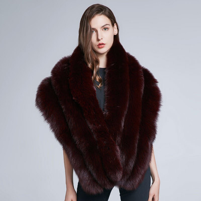 

Womens winter coat with fox fur collar warm fur shawl shawl scarves real fur coat warm stripes 2018 new discount sales