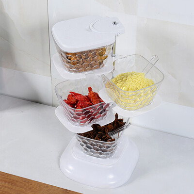 

Anerya kitchen seasoning box seasoning box with cover dustproof moisture storage box rotating spice jar five layers of crystal transparent