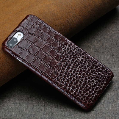 

Genuine Leather Phone Case For iPhone 7 8 Plus Crocodile Texture Back Cover For X 6 6S Plus Cases