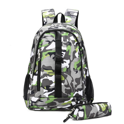 

2018 New Camouflage Korean Book Bag Two Pieces of Large Capacity Student Shoulder Bag Travel Backpack