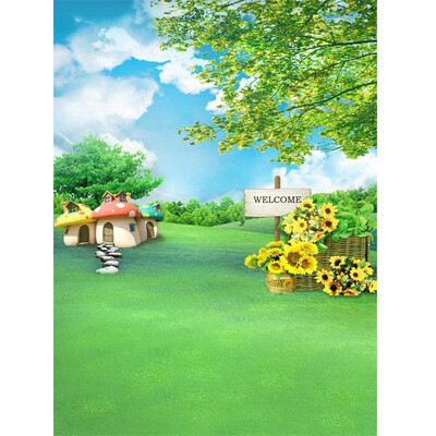 

Green Welcome Photo Backdrop 57FT Vinyl Fabric Cloth Digital Printing Photo Background s-651