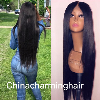 

unprocessed brazilian middle parting silky straight virgin human hair glueless full lace wig natural hairline with baby hair