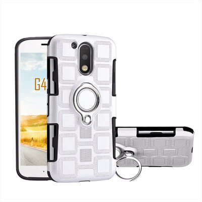 

SHS Phone Case For Motorola Moto G4G4 PlusZ3 Play Luxury Armor Ring Bracket Silicon TPU Lattice texture Protection