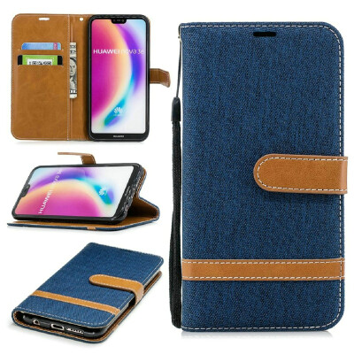 

BEFOSPEY Mixed Colors Denim PU LeatherSoft TPU Card Slot Stand Wallet Case For Huawei P20 Lite584"