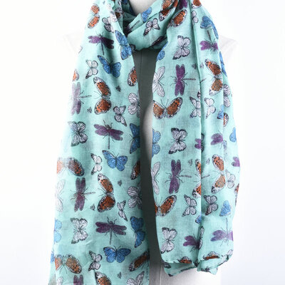 

Guttavalli Nice Women Soft Butterfly Shawl Summer Chevron Printing Animals Long Scarf Viscose Stripes Geometric Skinny Wraps