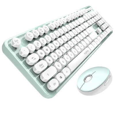 

Mofii Mofii sweet wireless keyboard&mouse set retro steampunk computer notebook chocolate office mouse white green