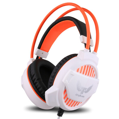 

Ovann X70 desktop computer headset headset game esports Internet cafe bass bass headset with microphone white-orange