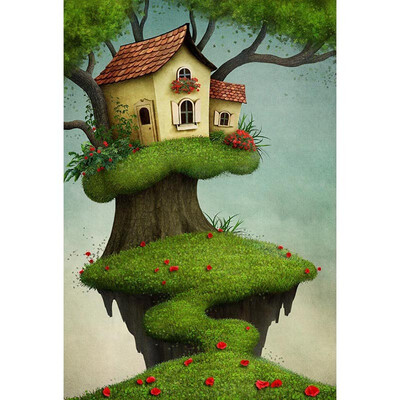 

Tree House Photo Backdrop 57FT Vinyl Fabric Cloth Digital Printing Photo Background -3188