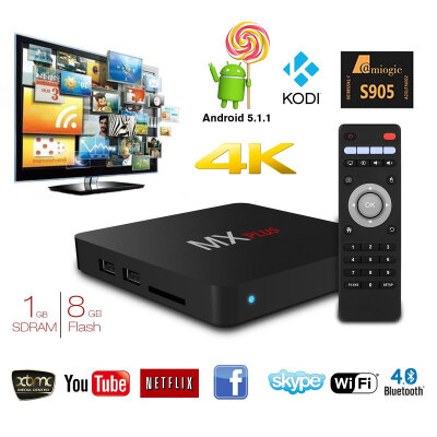 

MX Plus Amlogic S905 Smart TV Box, 4K Android 5.1.1 Quad Core 1G / 8G WIFI DLNA потокового TV Box