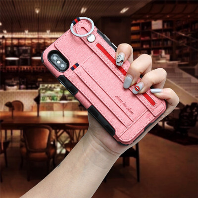 

SHS Phone Case For Iphone 66s78X Fashion Canvas Card slot Hanging rope Multifunction wallet