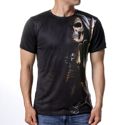 

Men&39s Skull Printing Round Neck Pullover Short Sleeve T-Shirt