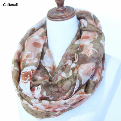 

Guttavalli Women Rose Flowers Print Кольцо шаль Vintage Мягкая петля Шарф Зимняя цветочная Chevron Charm Stripes Infinity Scarves