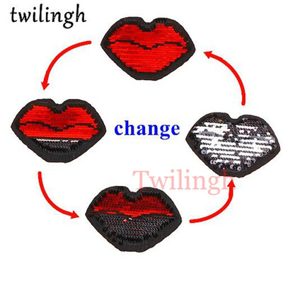 

twilingh Patches 1pc Reversible Change Sequins Patches Skull Star Heart DIY Sew On Patches For Clothes Applique Decoration