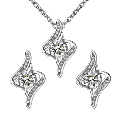 

Yoursfs CZ Jewelry Set Forever Love Knot Solitaire Necklace Stud Earrings Wedding Jewelry